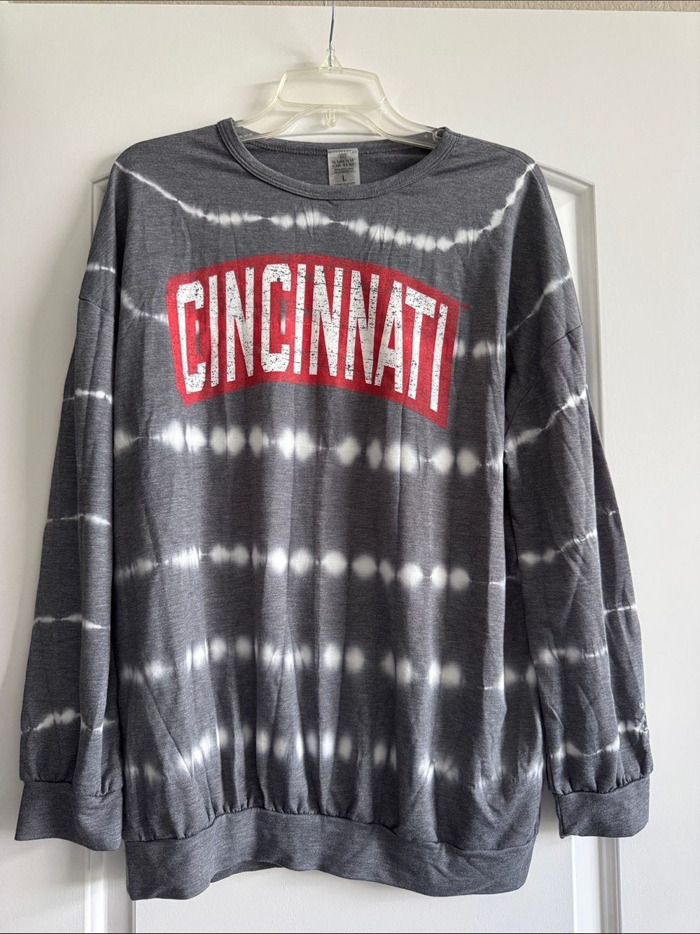 Lightweight Cincinnati Grey Tie-Dye Pullover Sweatshirt